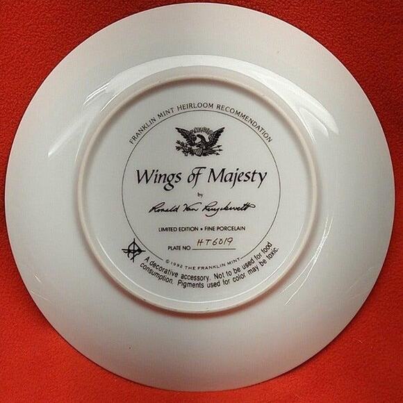 Franklin Mint Eagle Freedom Plate WINGS OF MAJESTY Limited Edition Patriotic - Picture 4 of 4